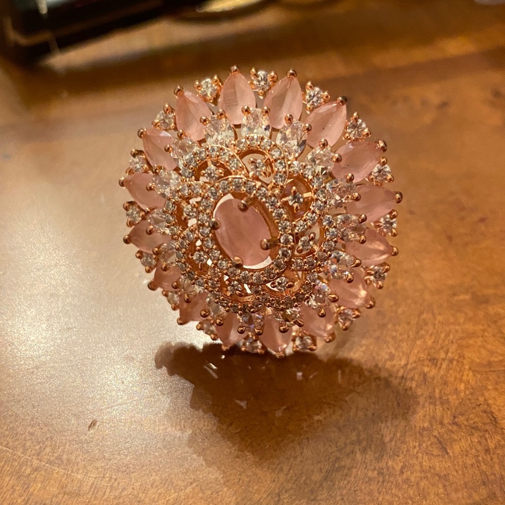 Jaipur Rose Elegant Floral Indian Ring